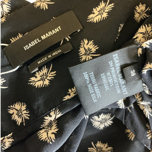 Isabel Marant Pleated Black Crepe De Chine Mini Skirt Size 38 EU / US 6