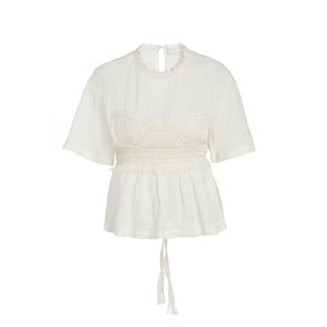 Ulla Johnson 'Cari' Cream Ramie Crochet Applique Top Size 8 - NWT