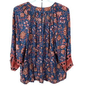 Natalie Martin Floral Dahlia Indigo Remy Size XS Blouse