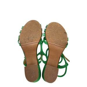 Sézane 'Gloria' Green Suede Sandals Size 9