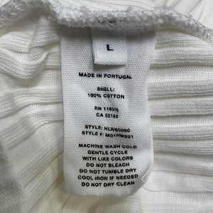 Helmut Lang Ribbed White Crop Polo Top Size L