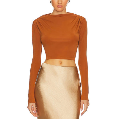 L'Academie Cropped Brown Alaiya Top Size XXS