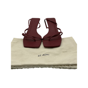 St. Agni 'Pina' Brown Leather Slingback Sandals Size 10