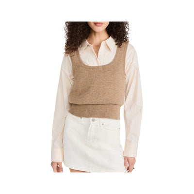 Astr The Label Classic Brown Combo Guinevere Layered Sweater Size L