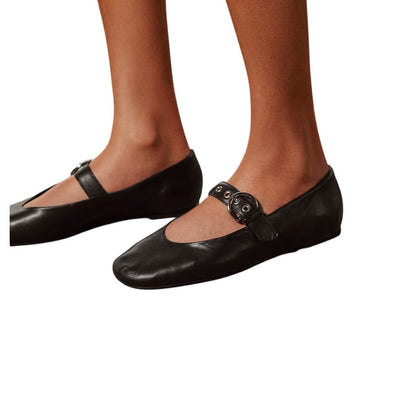 Reformation Strappy Black Bethany Ballet Flats Size 9