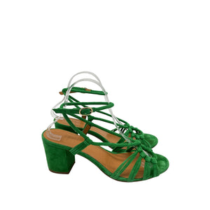 Sézane 'Gloria' Green Suede Sandals Size 9