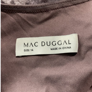 Mac Duggal Beaded Aubergine A-Line Cocktail Dress Size 14