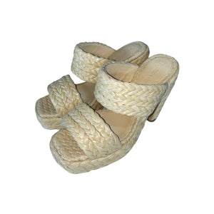Bottega Veneta Braided Jute Trinity Platform Sandals Size US 8.5