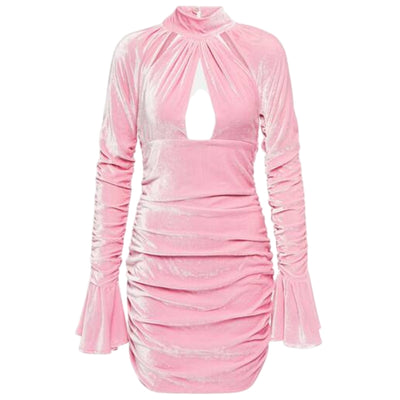 Blumarine Ruched Pink Mockneck Dress Size 10