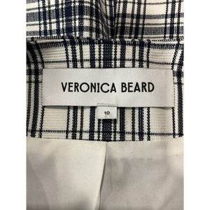Veronica Beard Plaid Ivory Navy Tamara Size 10 Vest
