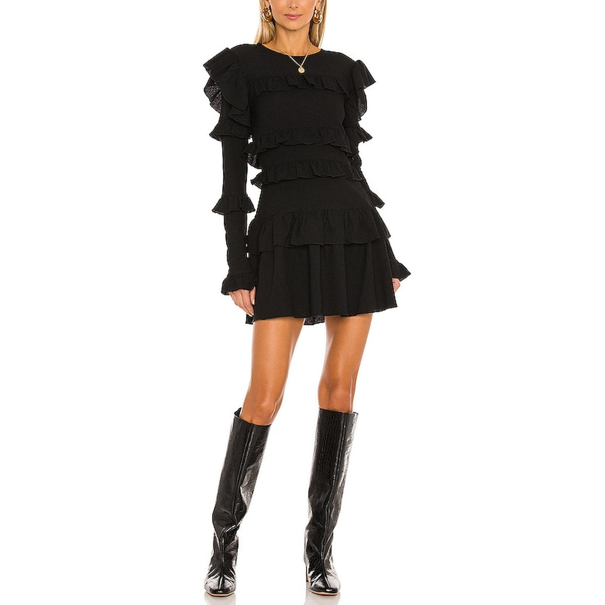 Tularosa Ruffled Black Selma Dress Size S