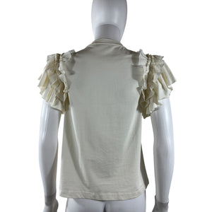 Ulla Johnson Ruffled Ivory Leia Tee Size S