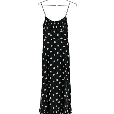 Dôen 'Rosaria' Black Silk Polka-Dot Midi Dress Size XS