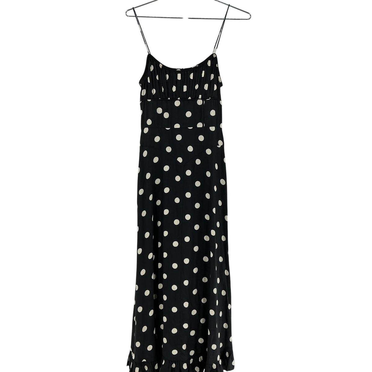 Dôen 'Rosaria' Black Silk Polka-Dot Midi Dress Size XS