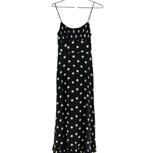 Dôen 'Rosaria' Black Silk Polka-Dot Midi Dress Size XS