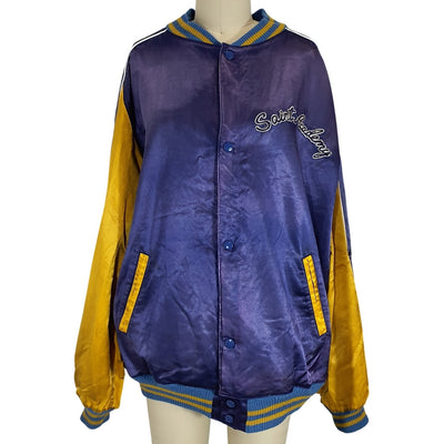 Saint Michael Satin Blue Academy Bomber Jacket Size XL