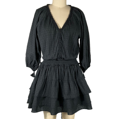 Poupette St Barth Smocked Black Ariel Minidress Size S