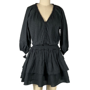 Poupette St Barth Smocked Black Ariel Minidress Size S