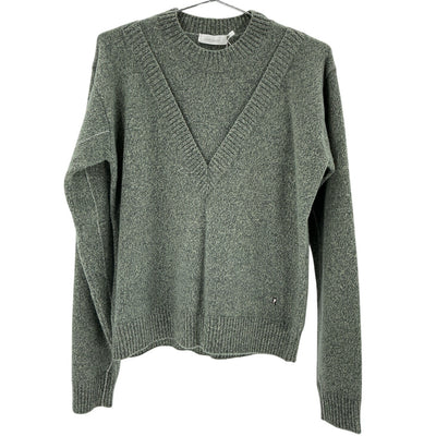 Paco Rabanne Layered Teal Wool-Blend Sweater Size L