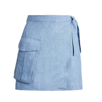 Ralph Lauren Chic Capri Blue Cargo Wrap Skirt Size 0