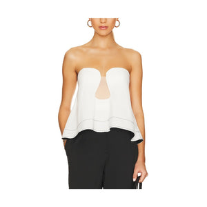 L'Academie Chic White Vera Top Size M NWT