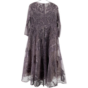 Mac Duggal Beaded Aubergine A-Line Cocktail Dress Size 14