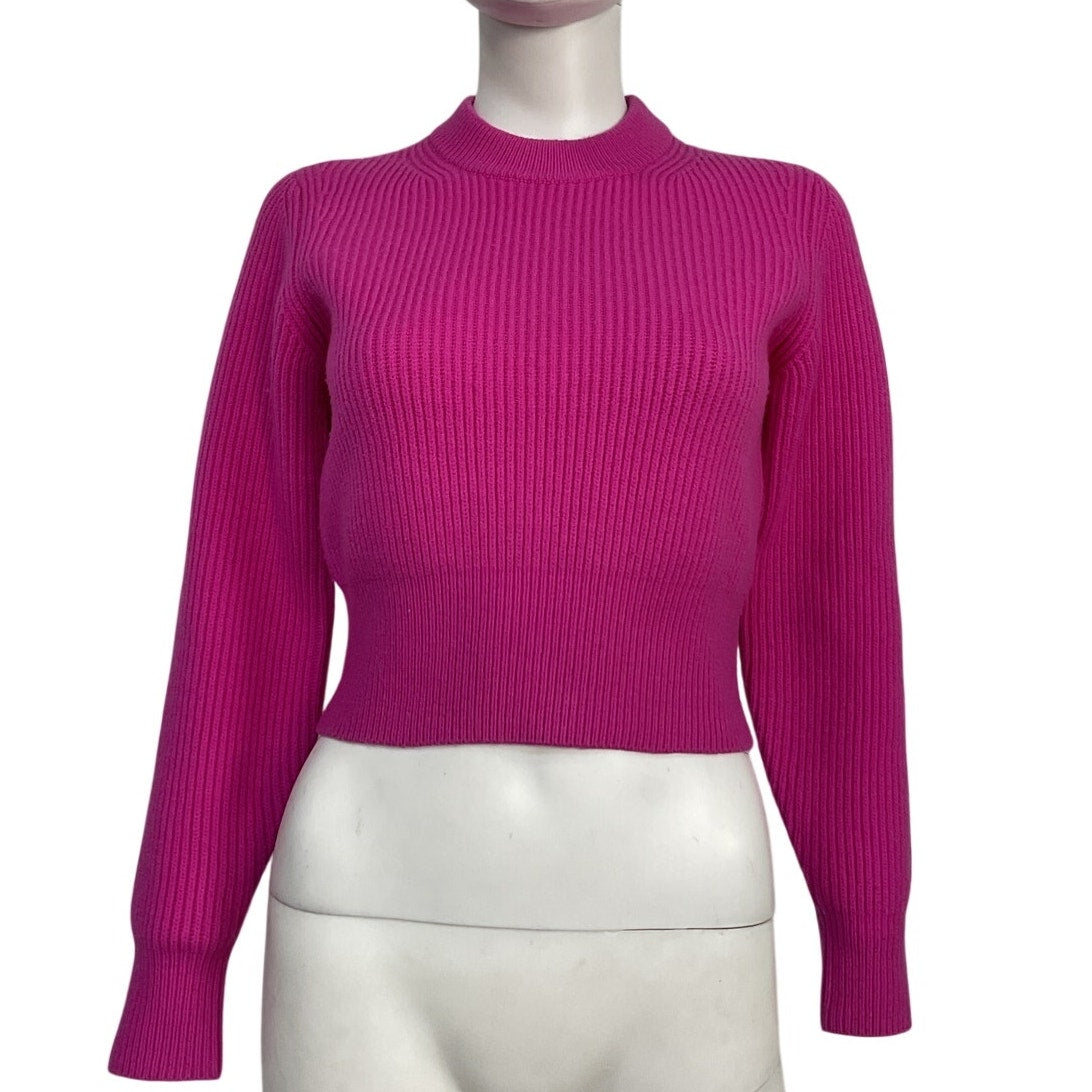 Alexander Wang Cropped Fuchsia Crewneck Sweater Size XS