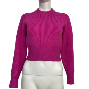 Alexander Wang Cropped Fuchsia Crewneck Sweater Size XS
