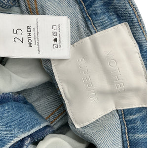 Mother Distressed Blue High Waisted Rider Skimp Denim Jeans Size 25