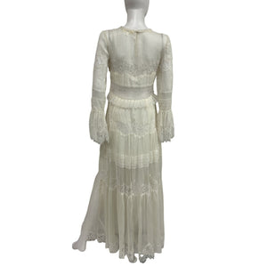 Loveshackfancy Romantic Beige Rosney Lace Maxi Gown Size 6