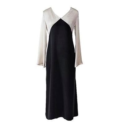 Anaphe Elegant Black And Sand Mood Bias Cut Dress Size XS NWT