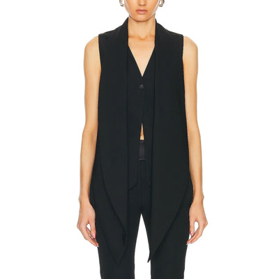 Ferragamo Draped Black Scarf Front Vest Size 38 IT / US 2