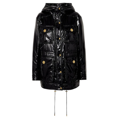 Balmain Glossy Hooded Puffer Jacket Size 42 FR / 10 US