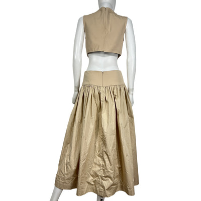 L'Academie Chic Tan Marianna Natalina Midi Dress Size L