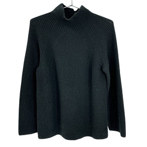 N. Peal Metallic Black Ribbed Cashmere Turtleneck Sweater Size XS