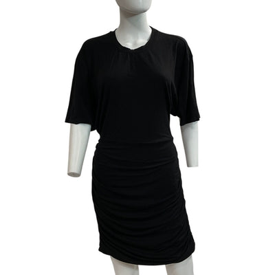 Atm Anthony Thomas Melillo Ruched Black Matte Jersey Mini Dress Size XL