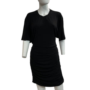 Atm Anthony Thomas Melillo Ruched Black Matte Jersey Mini Dress Size XL