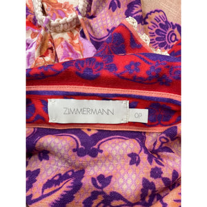 Zimmermann 'Raie' Red Cotton Trimmed Shirt Dress Size 0 P