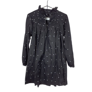 Three Graces London Shirred Swiss Dot Black Antoinette Mini Size 6 US / UK 10 Dress
