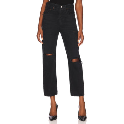 Agolde Distressed Black 90's Crop Denim Jeans Size 29