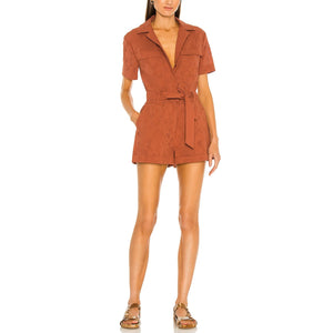 Simkhai Embroidered Brown Eyelet Romper Size 2