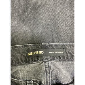 Grlfrnd Distressed Black Bella Low Rise Boyfriend Denim Jeans Size 25