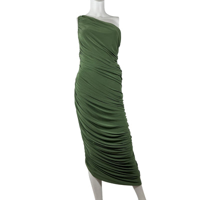 Norma Kamali 'Diana' Green Polyester Gown Size L