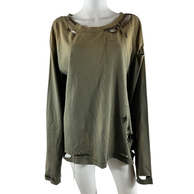 Acne Studios Distressed Gray Embroidered Crewneck Sweater Size S