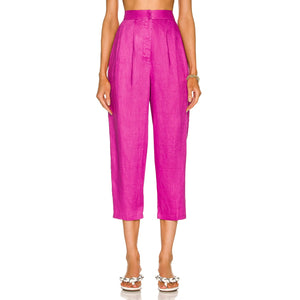 Adriana Degreas Solid Magenta Carrot Size M Pants