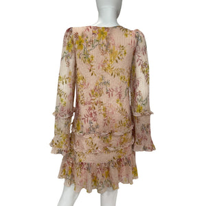 Tularosa Ruffled Lt Rose Floral Evelyn Dress Size M