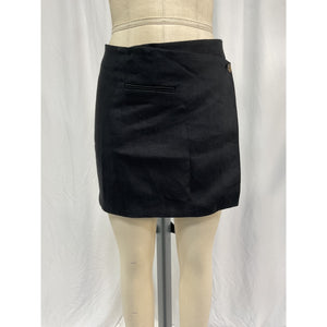 Anine Bing 'Natalia' Black Linen Wrap-Front Mini Skirt Size S