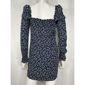 Reformation Floral Blue Hudsen Dress Size XS