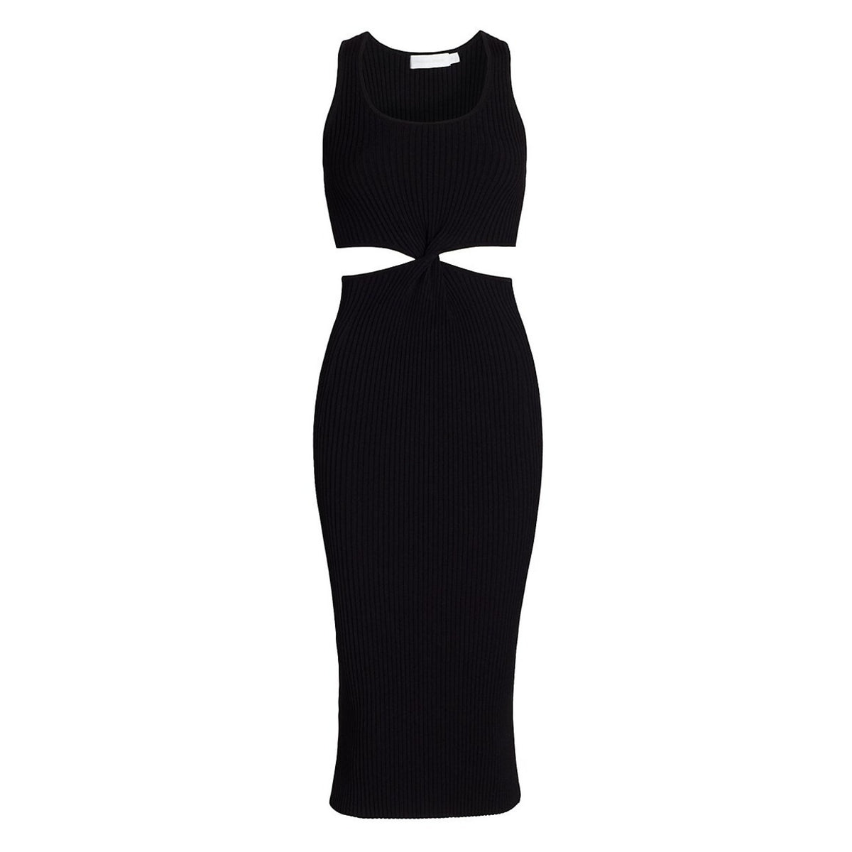 Simkhai Ribbed Black Colleen Cutout Midi Dress Size M