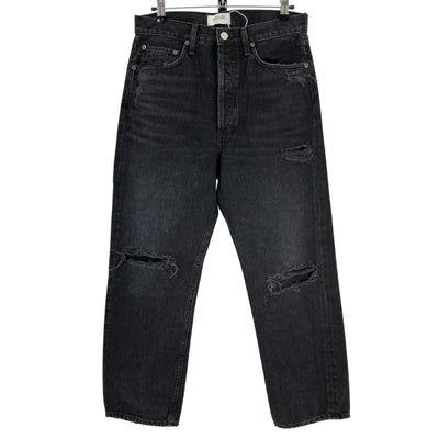 Agolde Distressed Black 90s Crop Denim Jeans Size 27